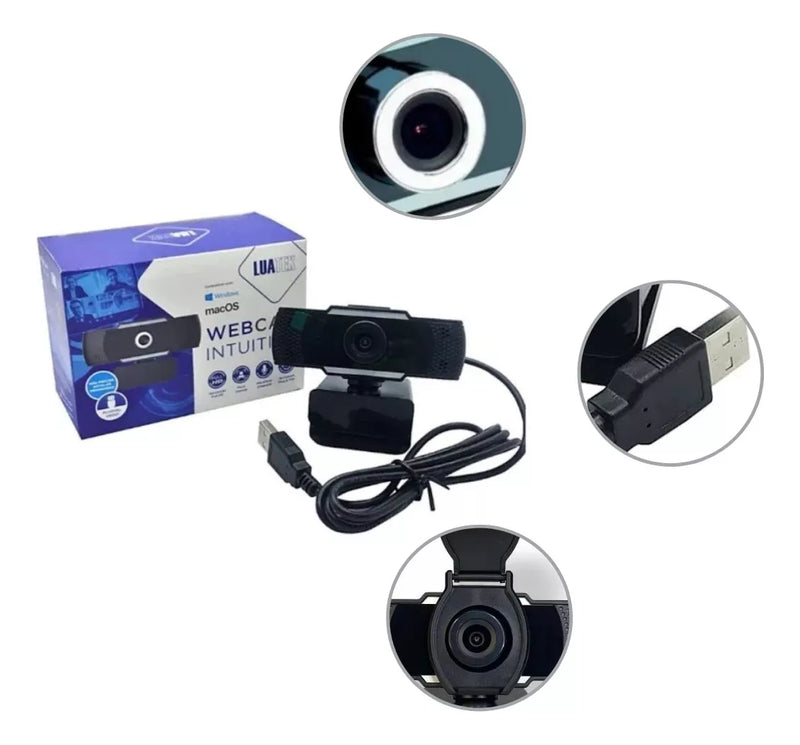 Webcam Rotativa Usb Full Hd 1080p Microfone Pra Computador