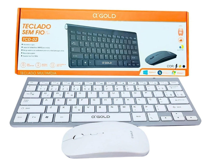 Teclado Sem Fio E Mouse Wireless Super Compacto Premium