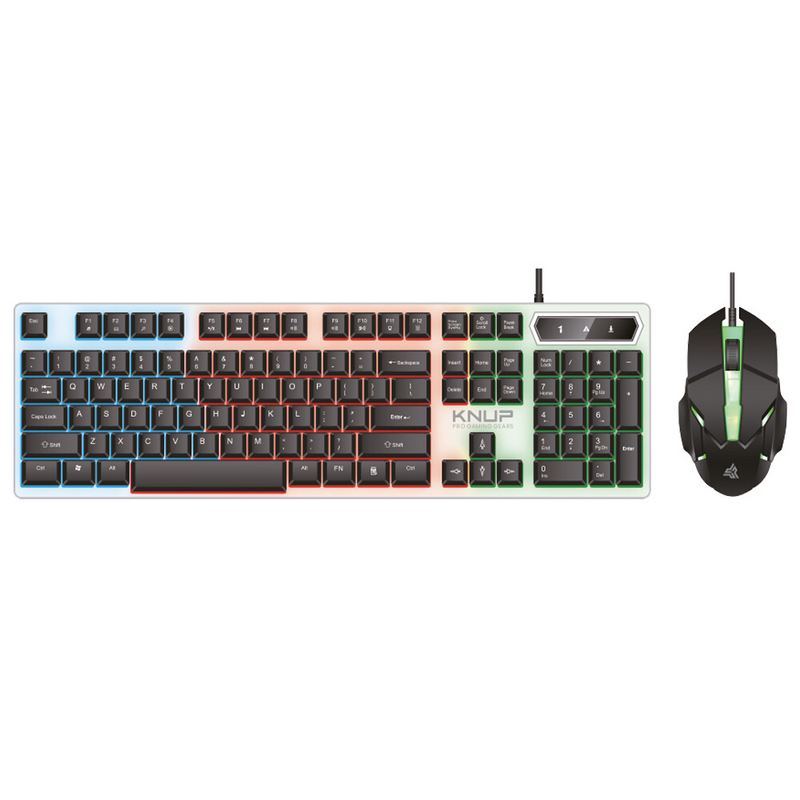 Kit Teclado e Mouse Gamer com Fio e Led RGB KNUP - KP-TE124