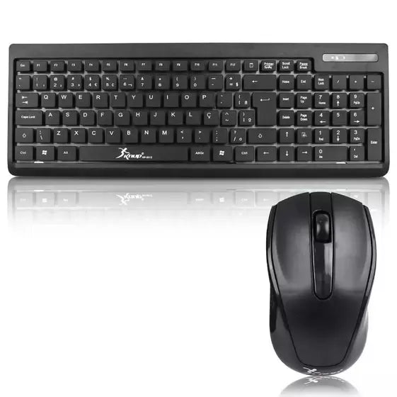 Kit Teclado E Mouse Multimídia Sem Fio Wireless 2.4ghz Abnt2 Preto Preto