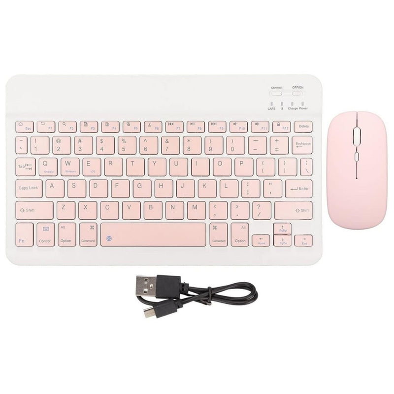 Kit Teclado e Mouse Bluetooth 5.2BT KA-685 Rosa C/ Carregamento USB Micro V8