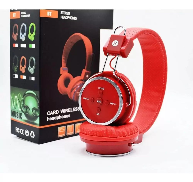 Fone De Ouvido Bluetooth Head Phone Sem Fio Cartão Sd Vermelho b05