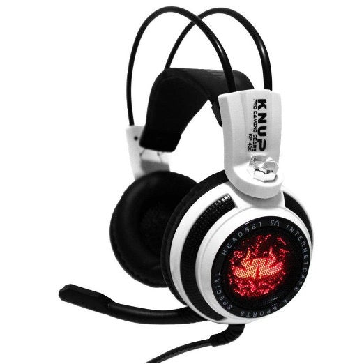 Fone De Ouvido Headset Gamer Over-ear  Knup Kp400 Branco E Preto