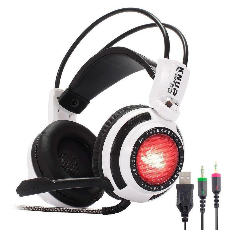 Fone De Ouvido Headset Gamer Over-ear  Knup Kp400 Branco E Preto