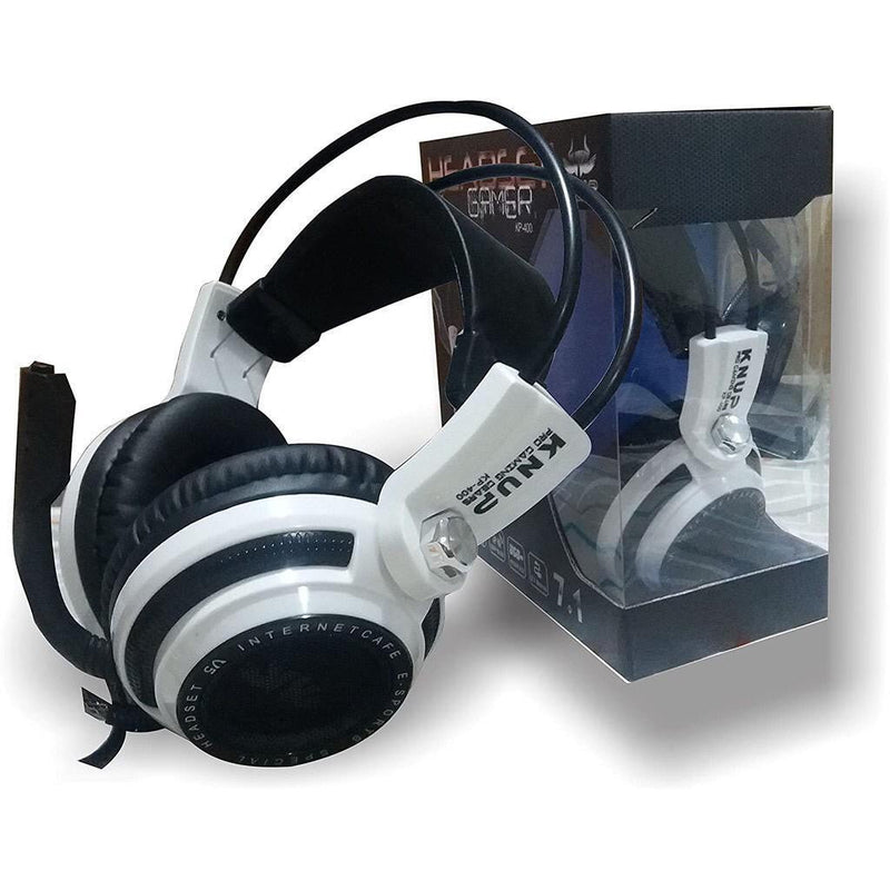 Fone De Ouvido Headset Gamer Over-ear  Knup Kp400 Branco E Preto