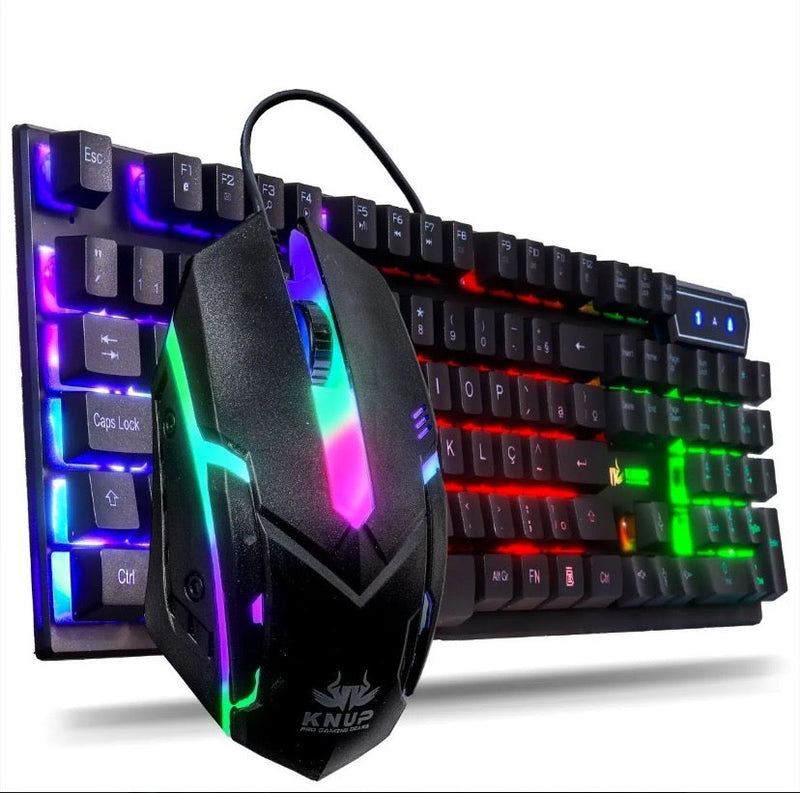 Kit Gamer Mouse e Teclado Semi Mecânico RGB KNUP TE 115