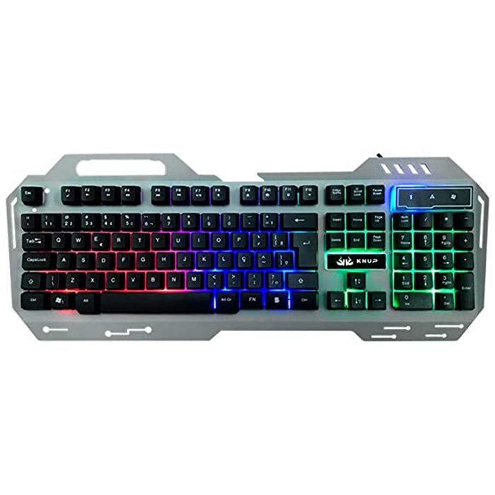 Kit Teclado e Mouse Gamer USB com Led RGB e Suporte para Celular KNUP - KP-2054