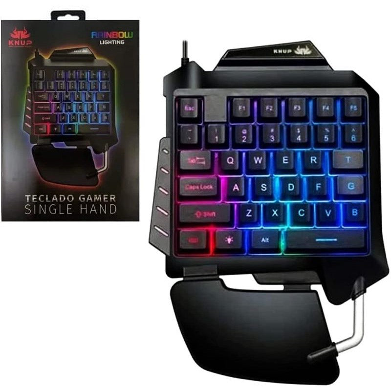 Teclado Gamer Single Hand Rainbow Lighting Kp Tm006