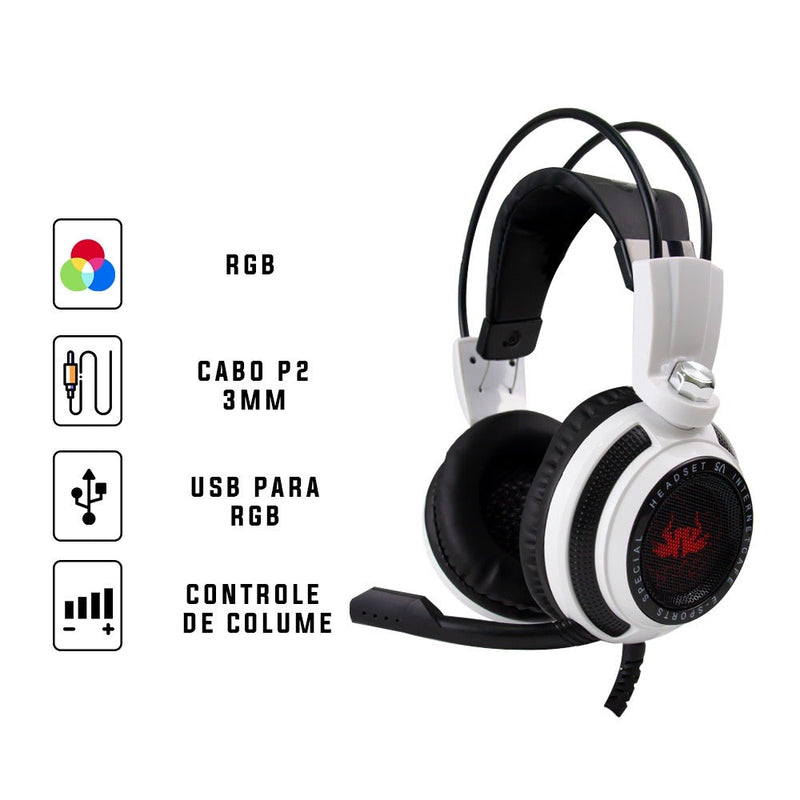 Fone De Ouvido Headset Gamer Over-ear  Knup Kp400 Branco E Preto