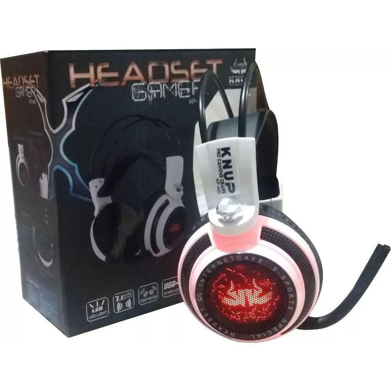 Fone De Ouvido Headset Gamer Over-ear  Knup Kp400 Branco E Preto