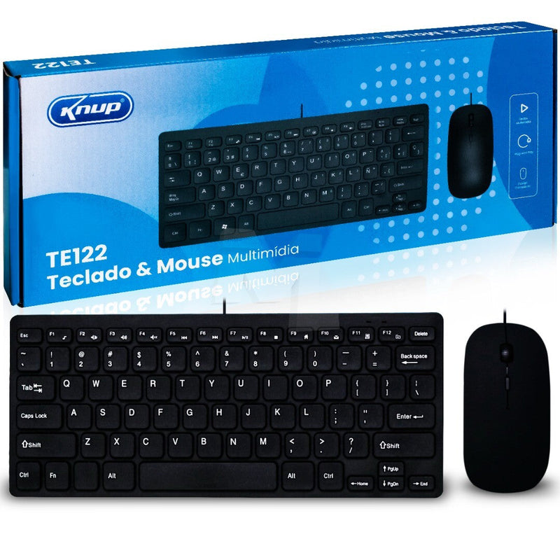 Kit Teclado e Mouse com Fio Usb para Computador KNUP - KP-TE122