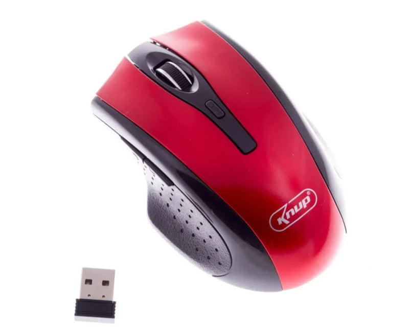 Mouse Sem Fio 6 Botões DPI Ajustável Knup KP MU 404 - Vermelho