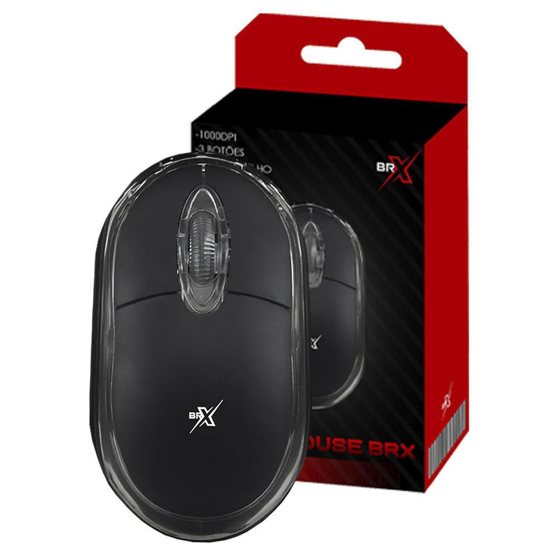 Mouse Brx 1000dpi Usb 3 Botões Preto