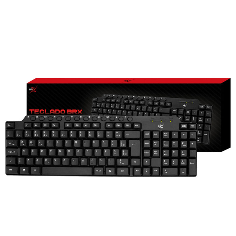 Teclado Multimidia Office BRX, ABNT2, Black, 51049232